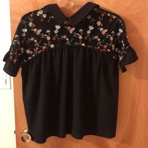 Black short sleeve blouse
